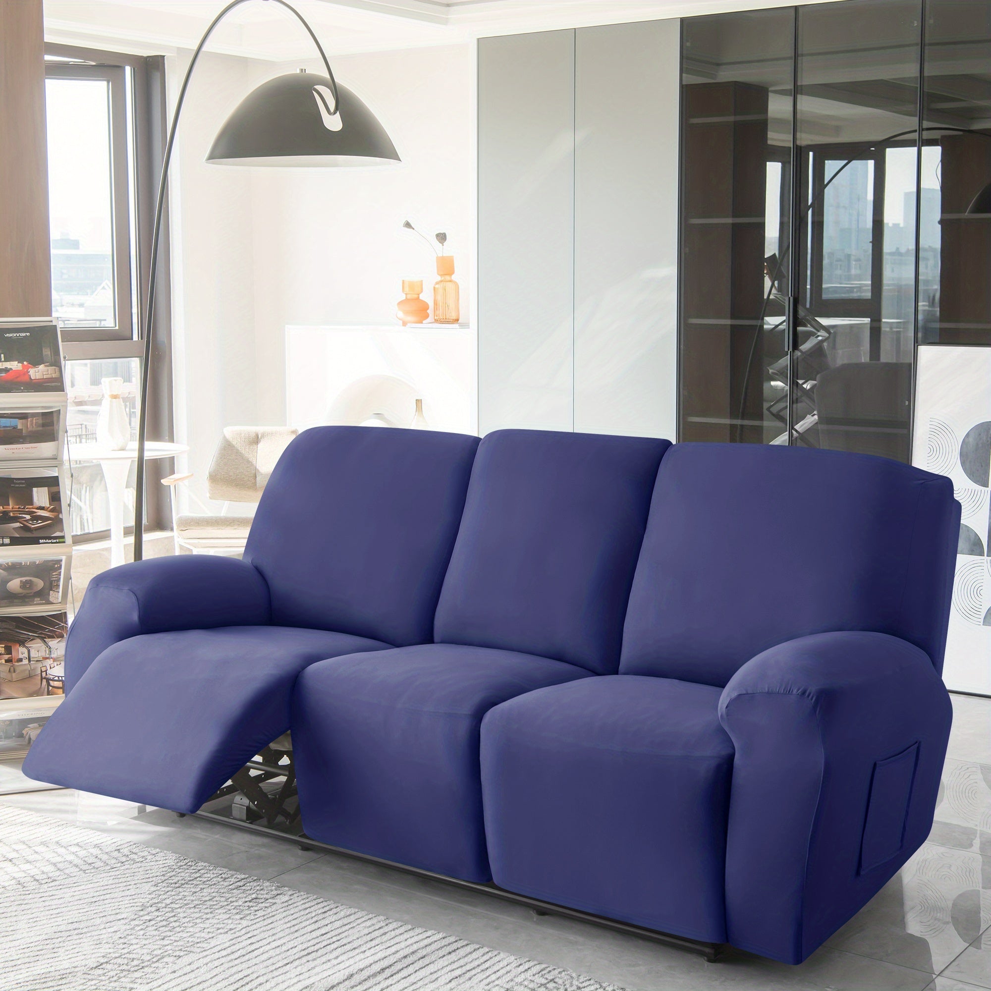 1 2 3 seater fiber fabric recliner sofa cover segmented
