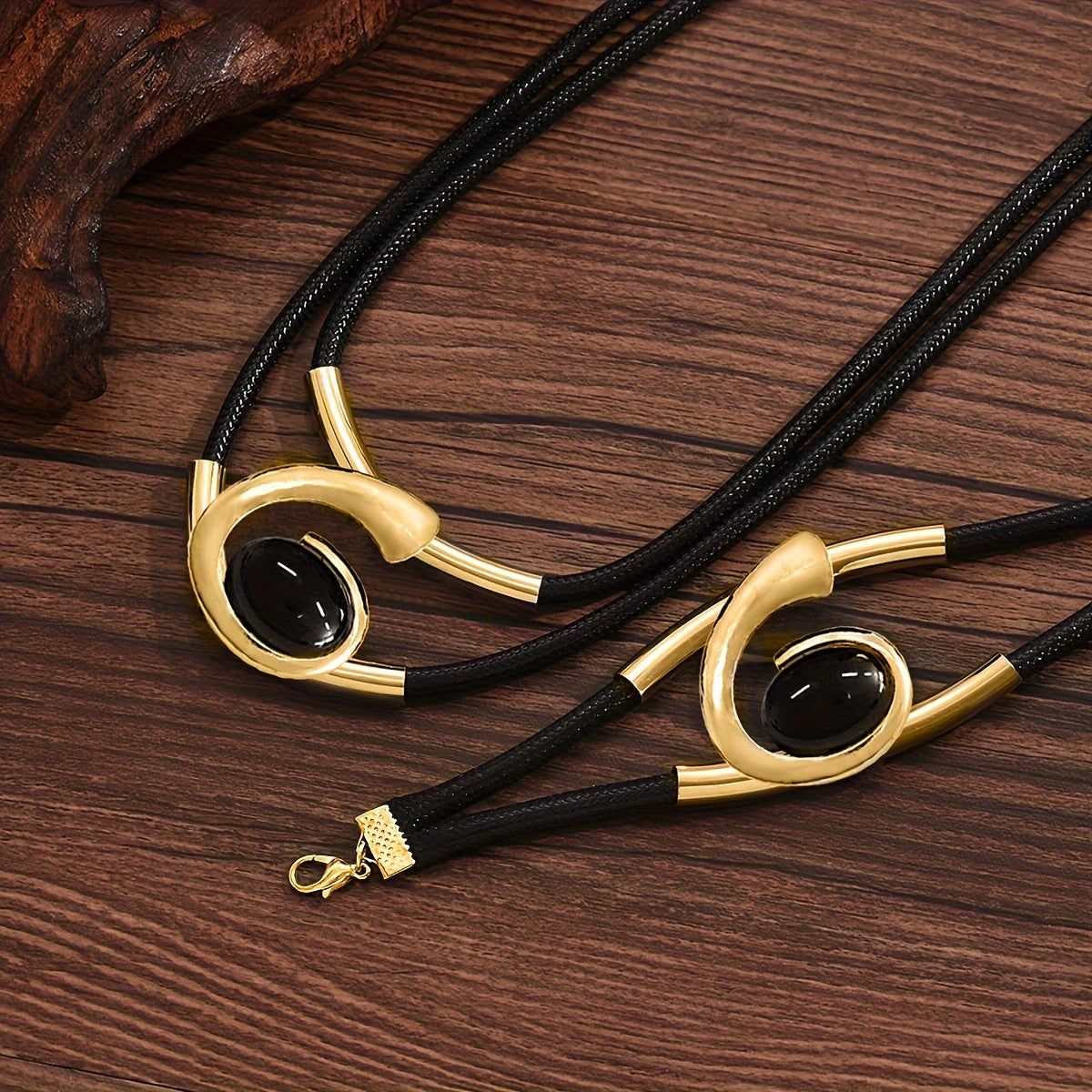 two piece set stylish bohemian style double layer black rope