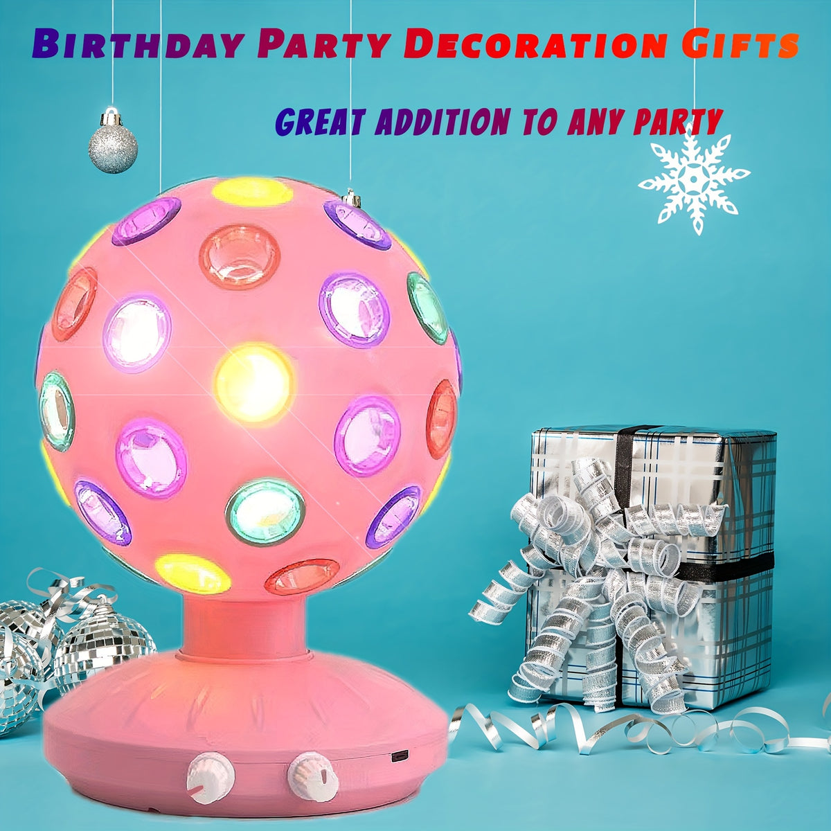 pink spinning disco ball ambient lighting 360 rotary speed