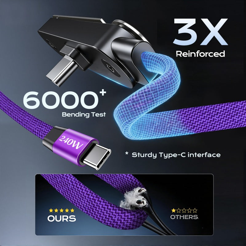 240w fast charging folding data cable built in bracket type