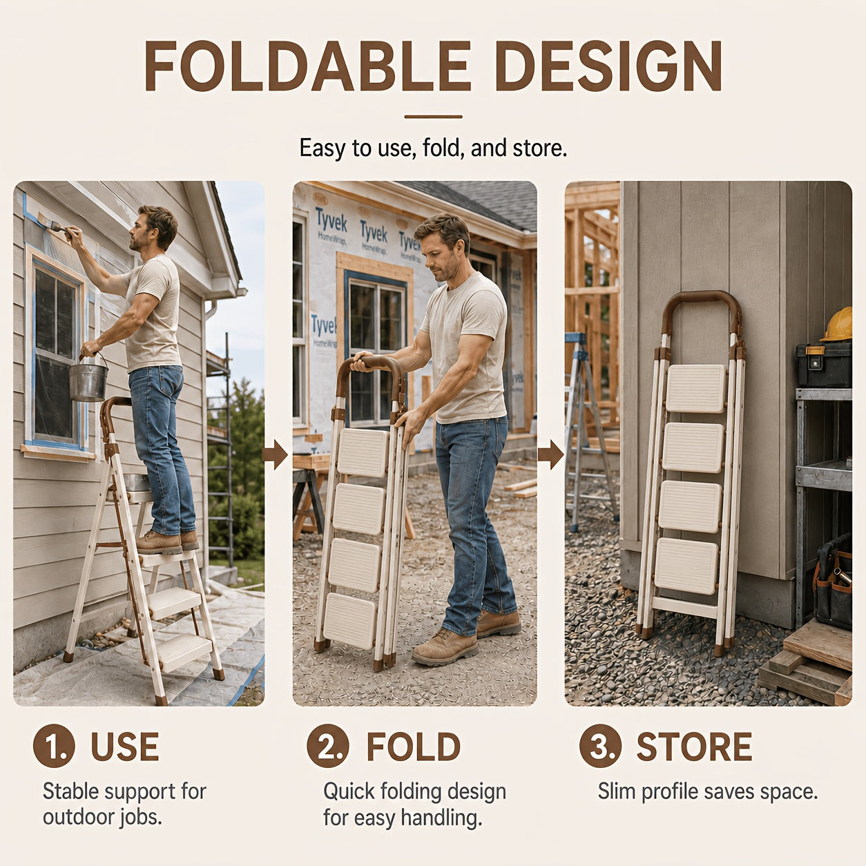 durable folding ladder 350 lbs capacity durable lightweight