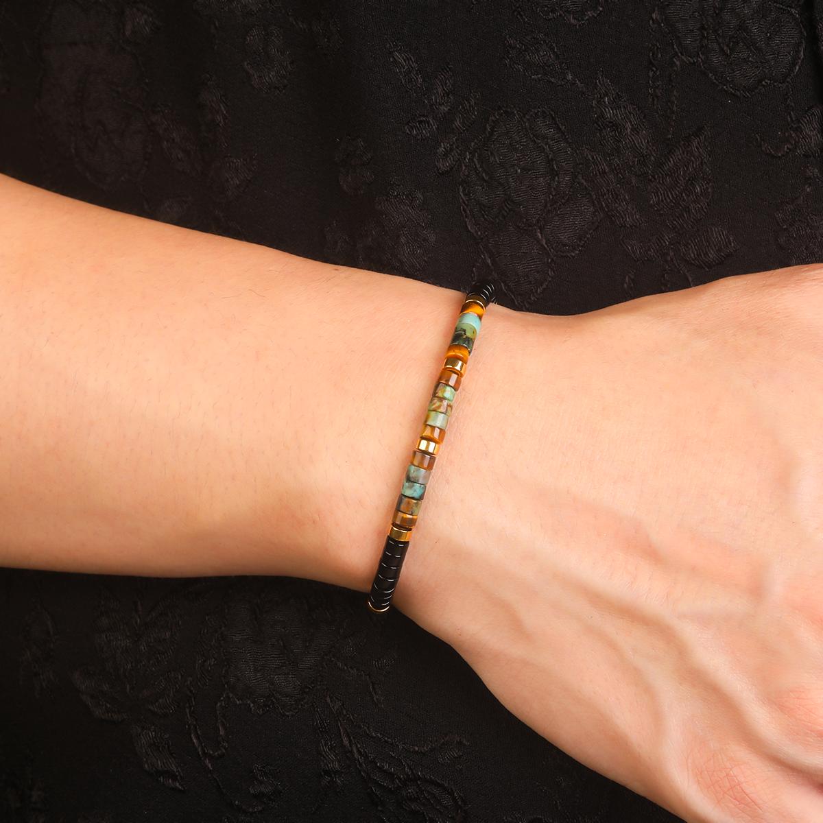 african agate tigers eye obsidian bead   bracelet