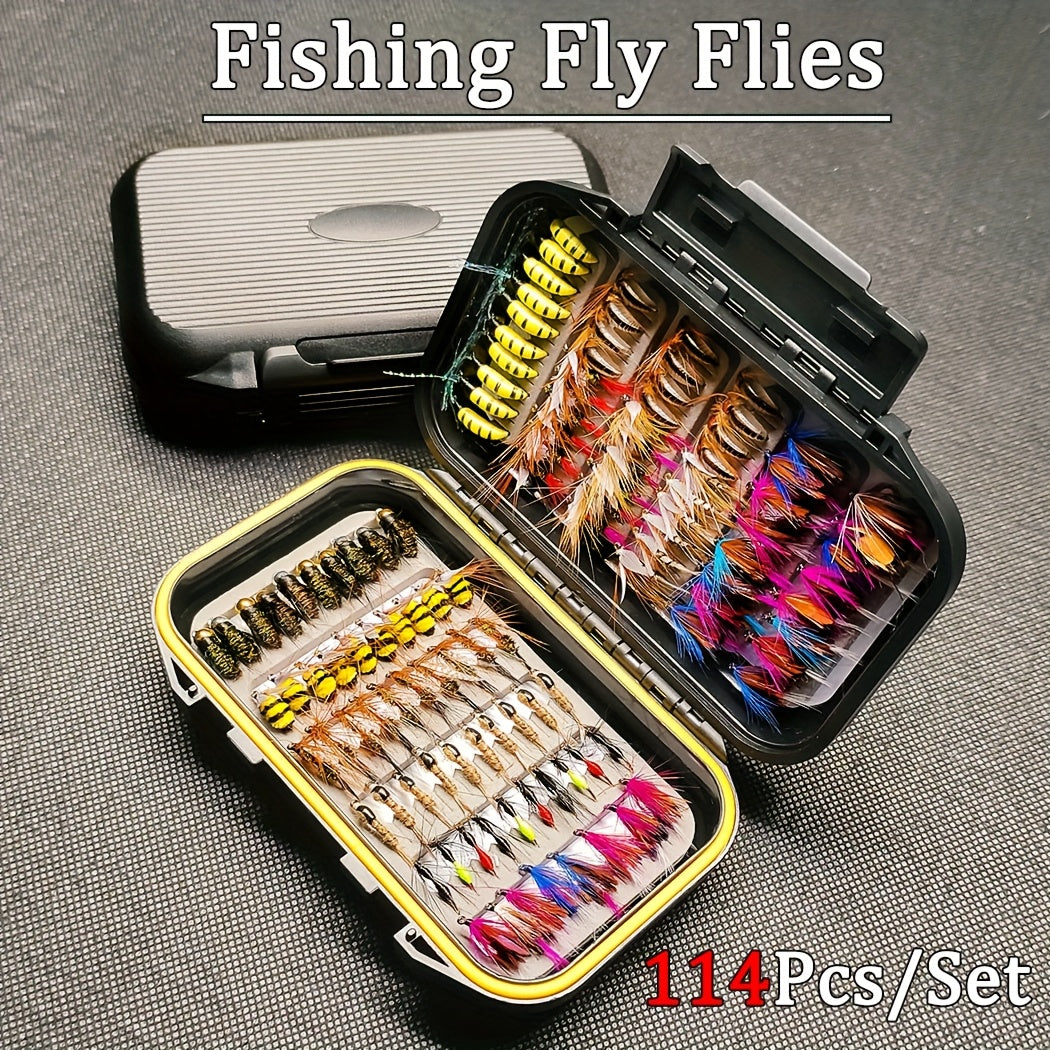 114pcs fly set plastic   assortment nymph