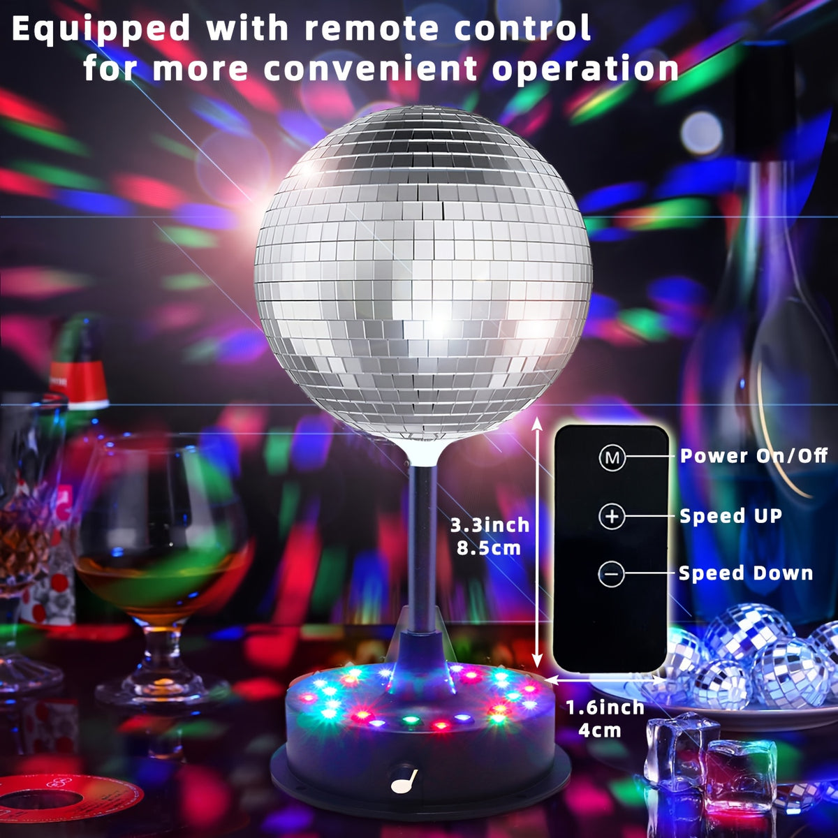 remote control rgb dj disco ball light rotating mirror 6