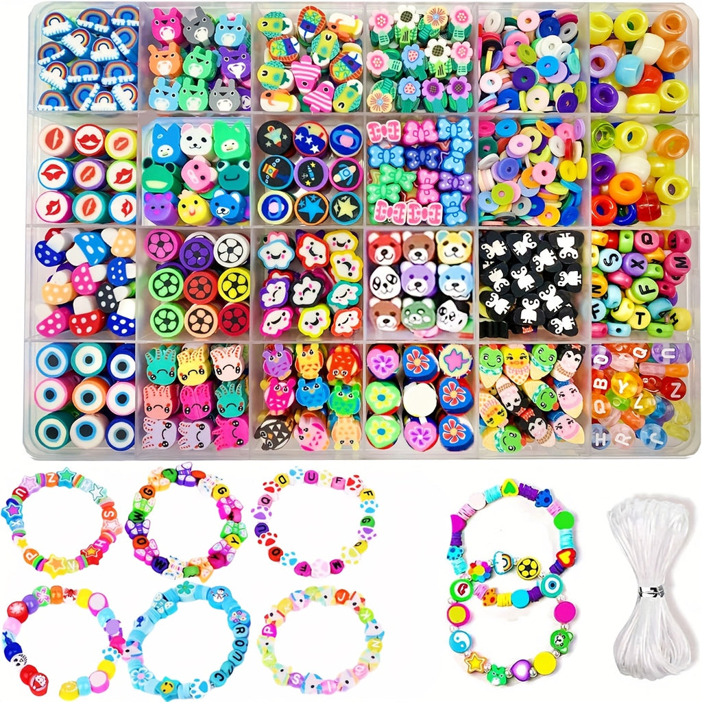 bracelet making kit fruit flower polymer clay beads mixed