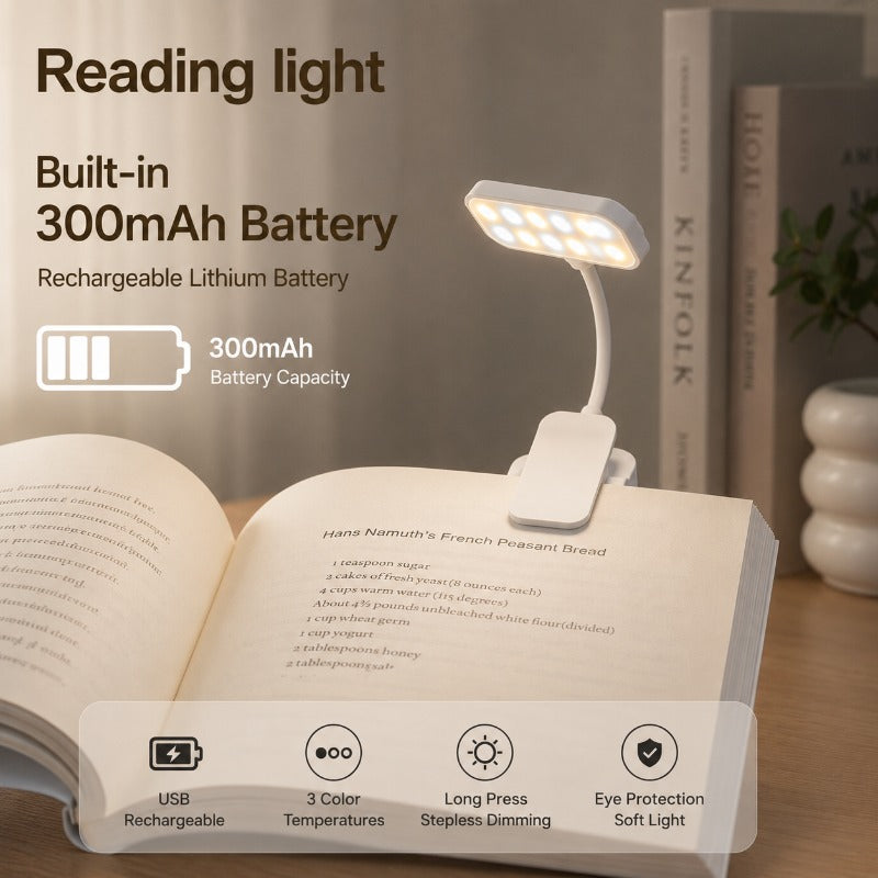 1pc rechargeable led clip reading   flexible