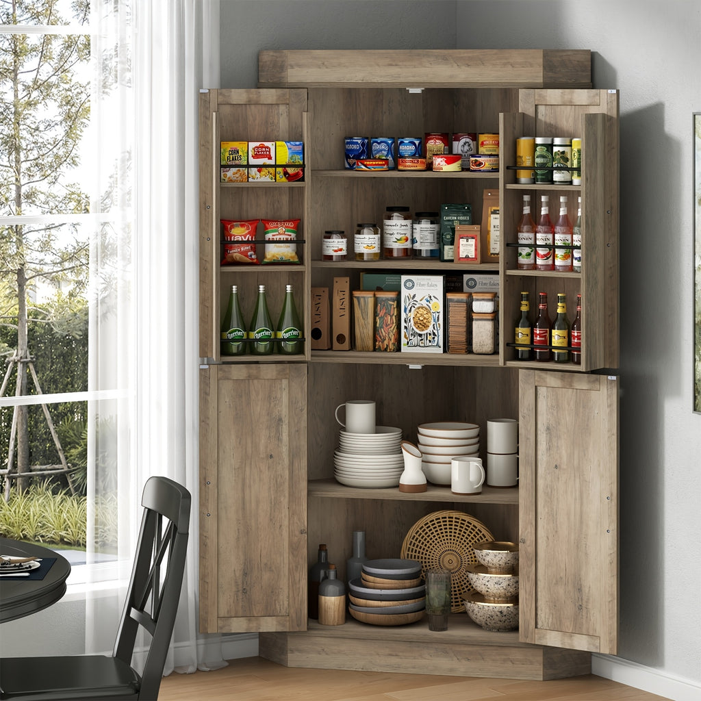 71 farmhouse kitchen pantry cabinet doors shelves tall