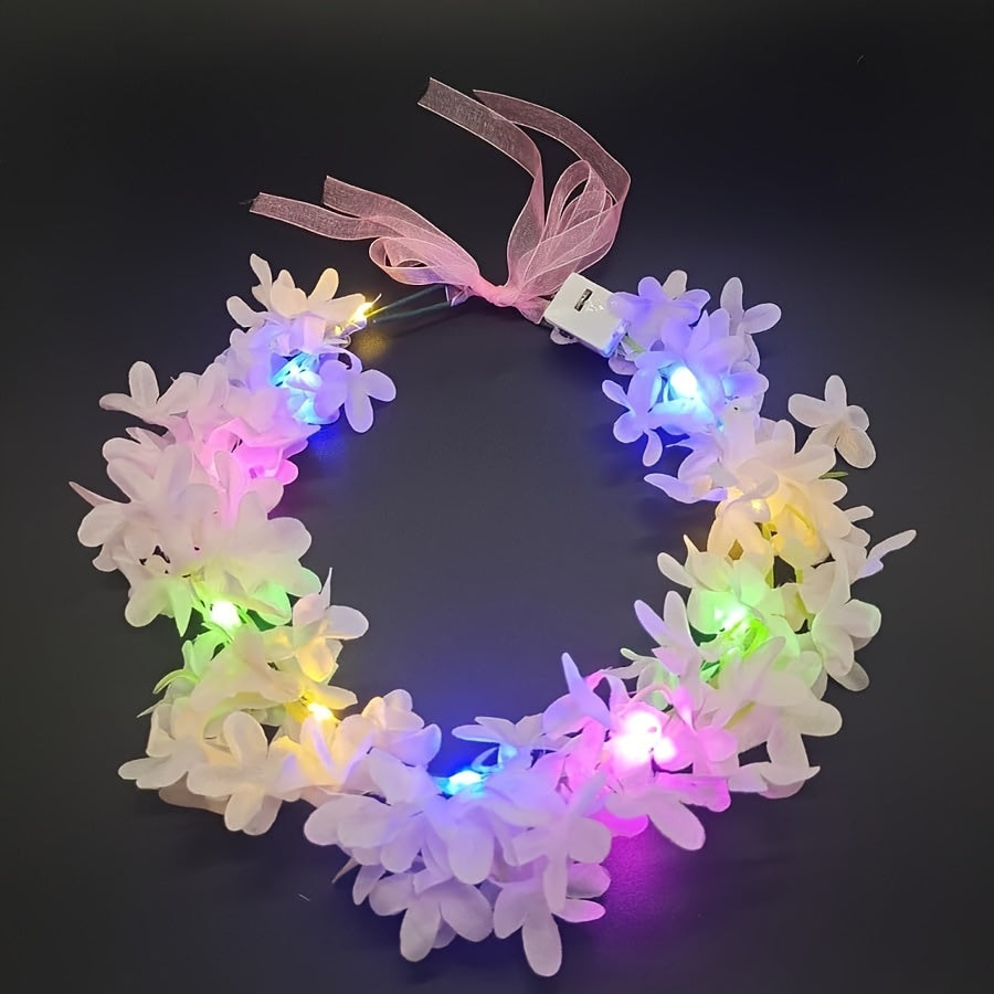 30 glowing led womens headbands lilac flower decorations