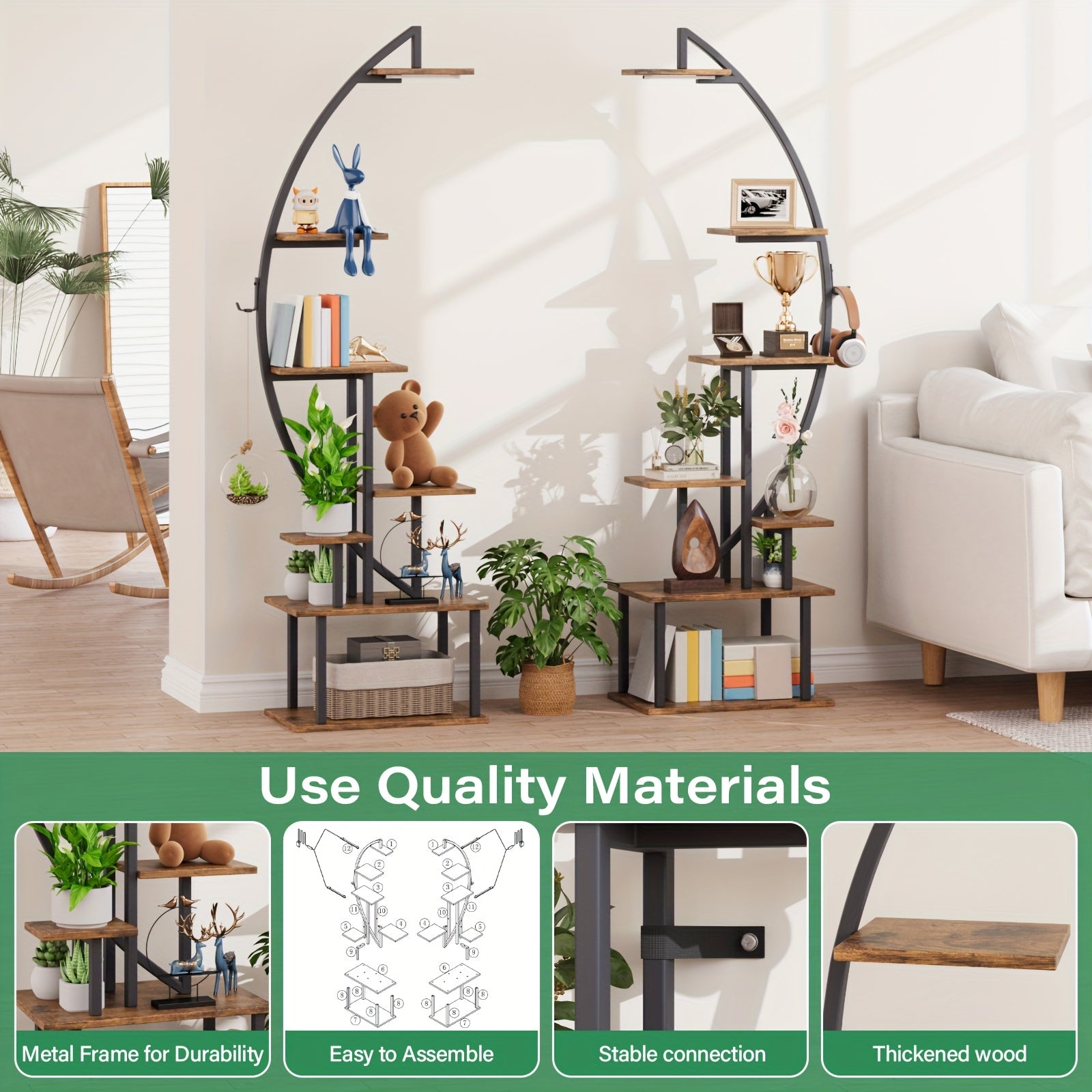 2pcs bookshelf lights 7 tiered 65 multi functional metal