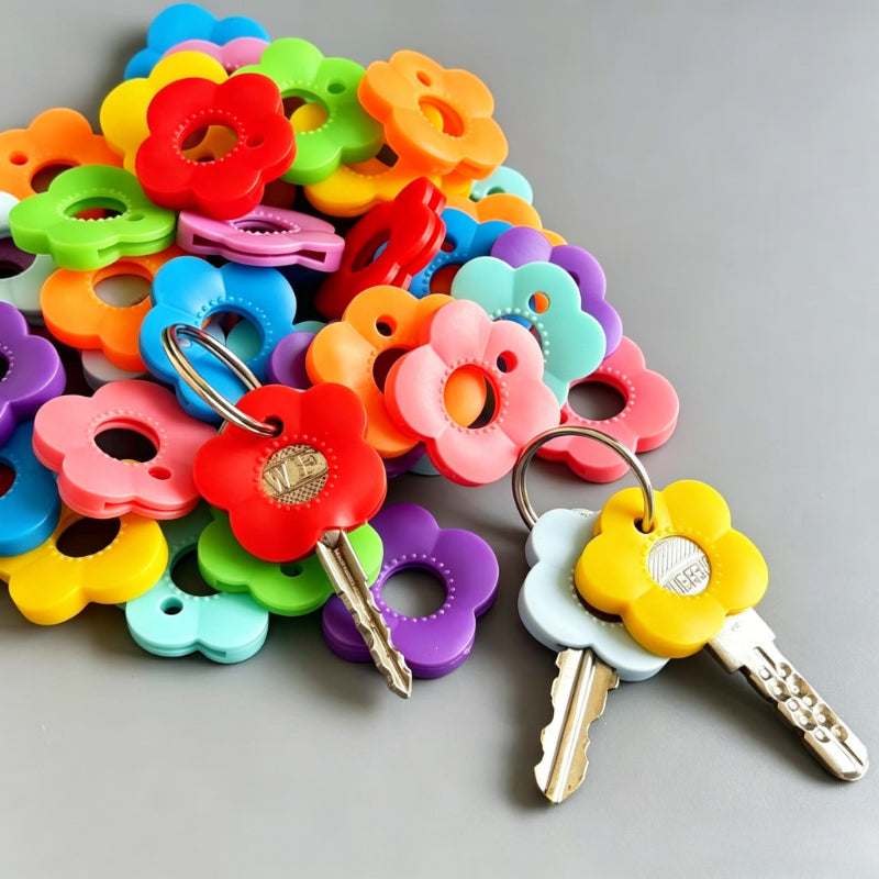 gift 5 piece   multi color flower shaped keycap set