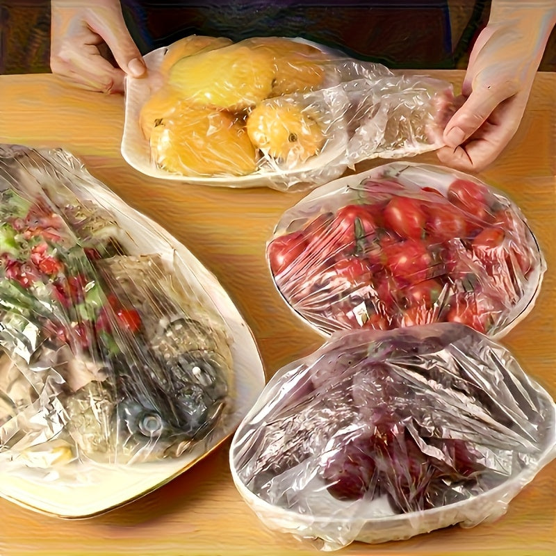 200pcs food grade reusable plastic food covers durable
