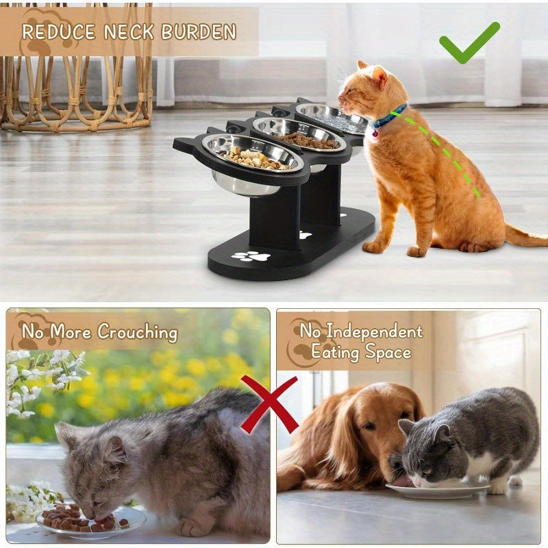 15 tilted stainless steel elevated cat bowls adjustable