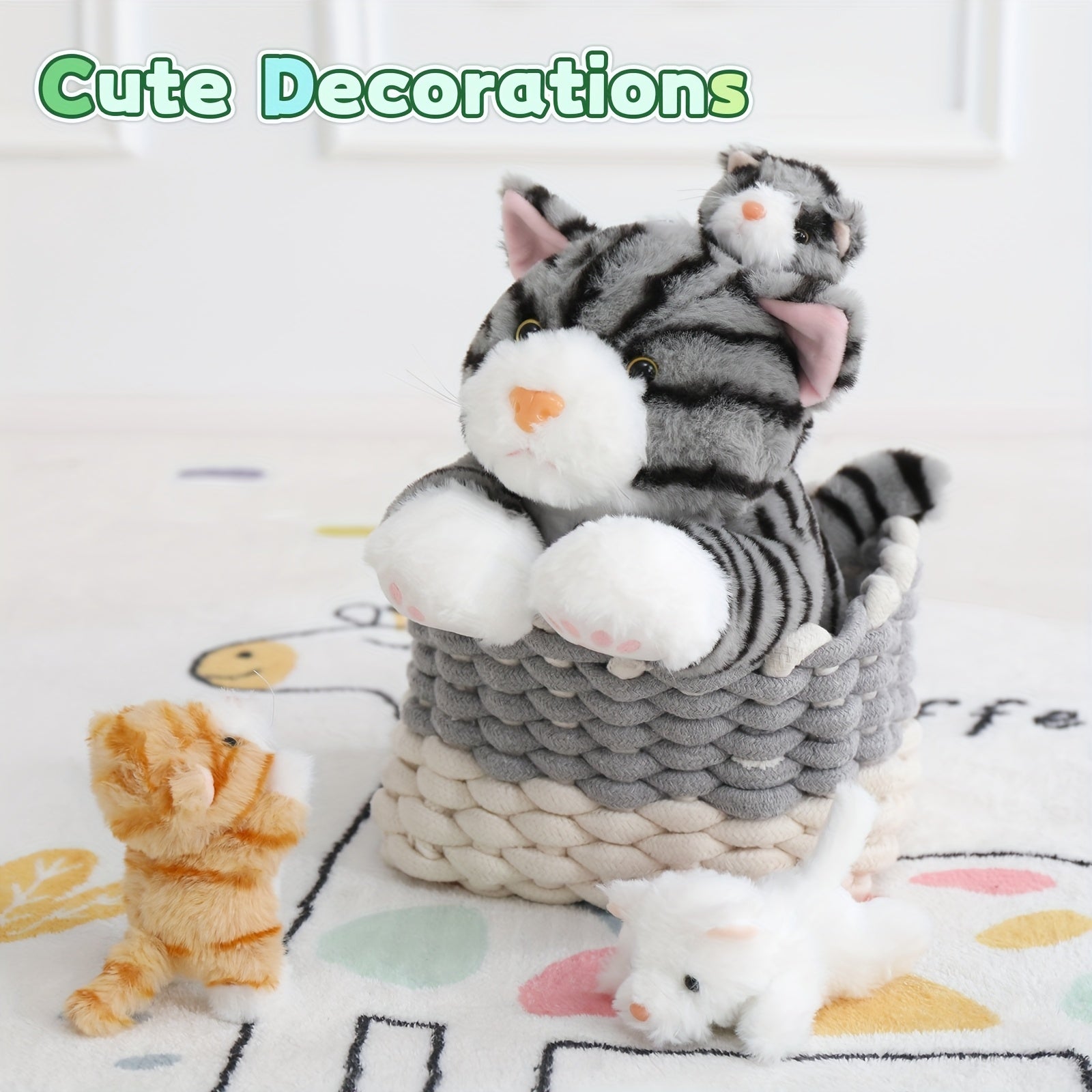 big cat plush toy 40cm mother 3 cute baby kittens