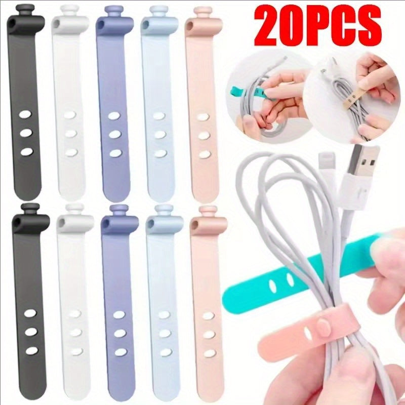 20pcs reusable silicone cable organizer ties high