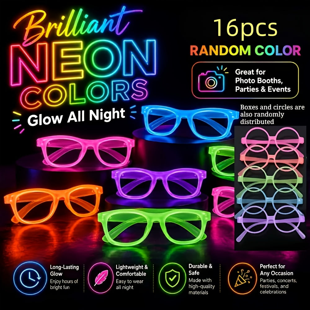 random 16  in dark party glasses neon green purple