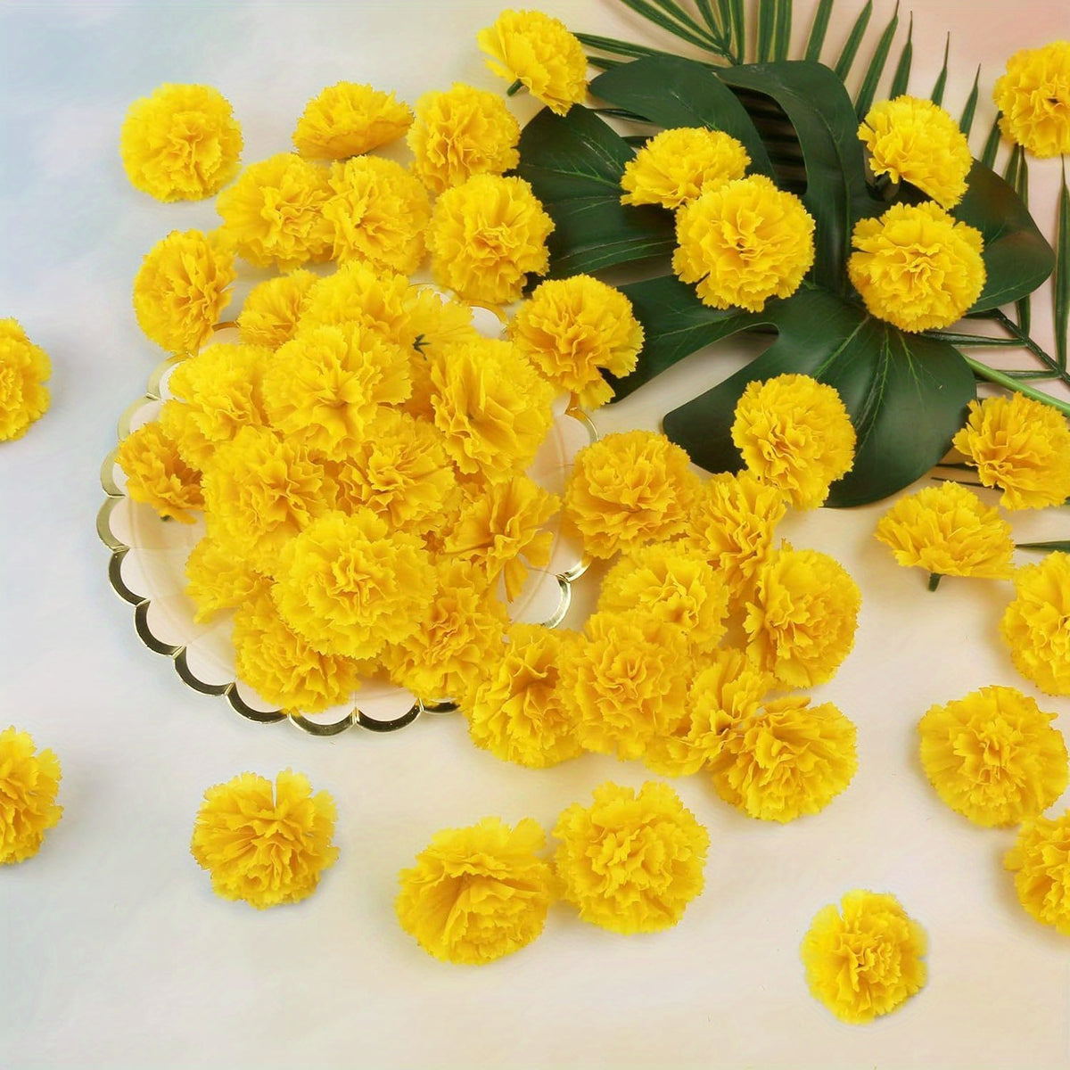 5 17 34pcs realistic marigold flowers heads vibrant orange
