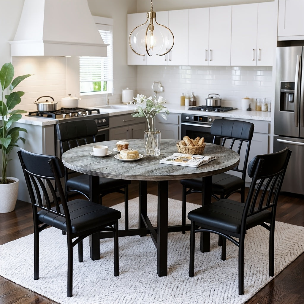 5pcs kitchen table chairs set dining table set 4 rounded