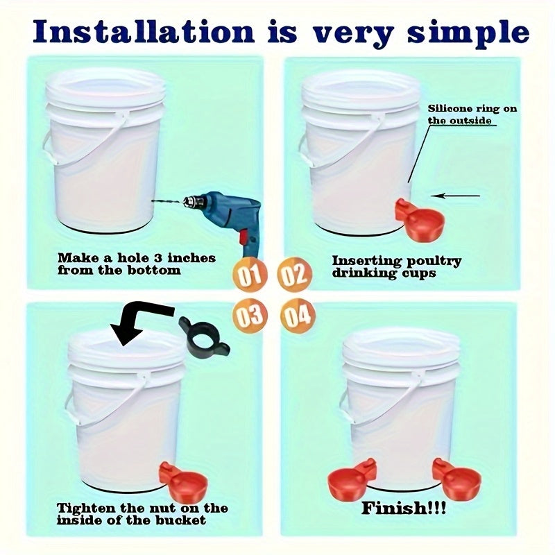 8pcs automatic poultry waterer set red plastic chicken
