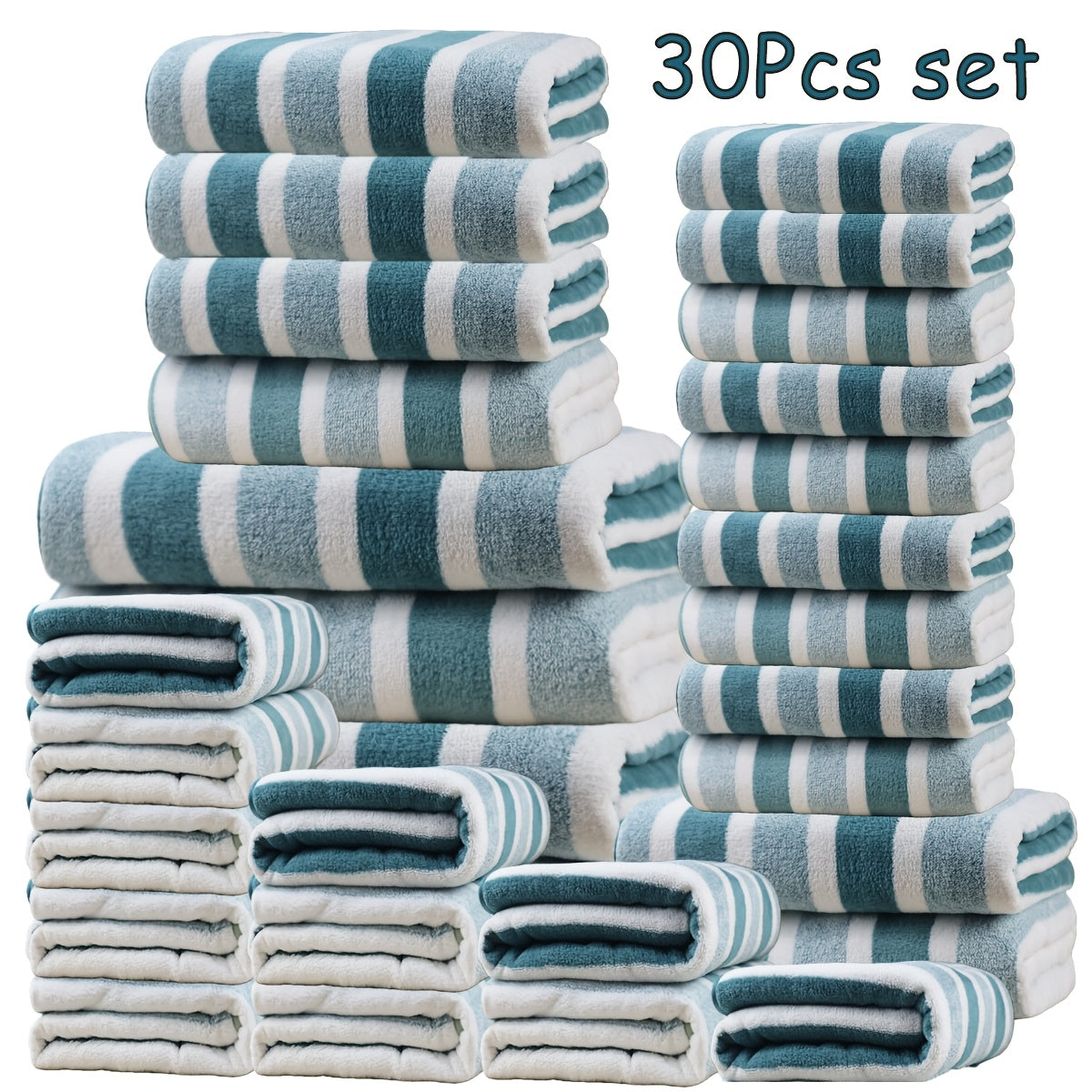 30pcs large wide   towel set quick