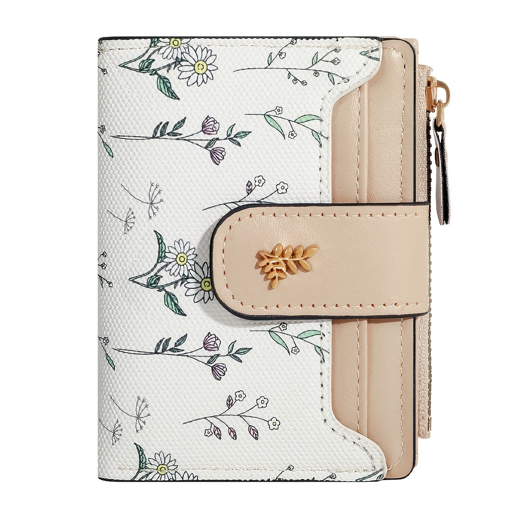 floral print hardware button bifold wallet temu