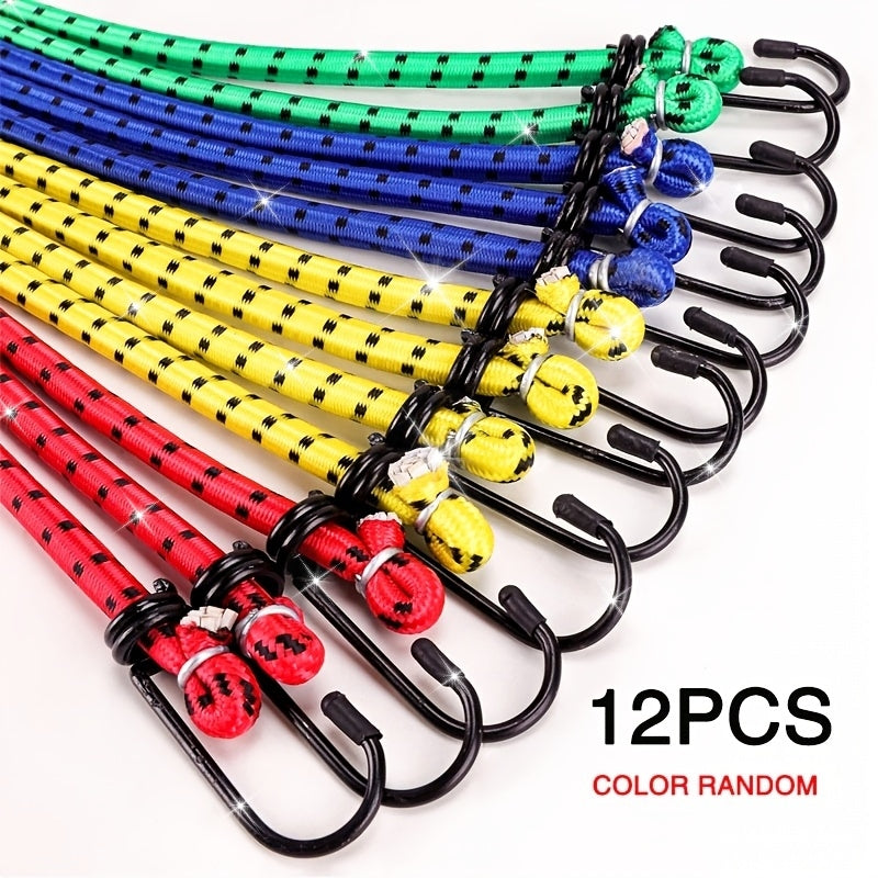 12 random color heavy duty elastic ropes hooks including 8mm