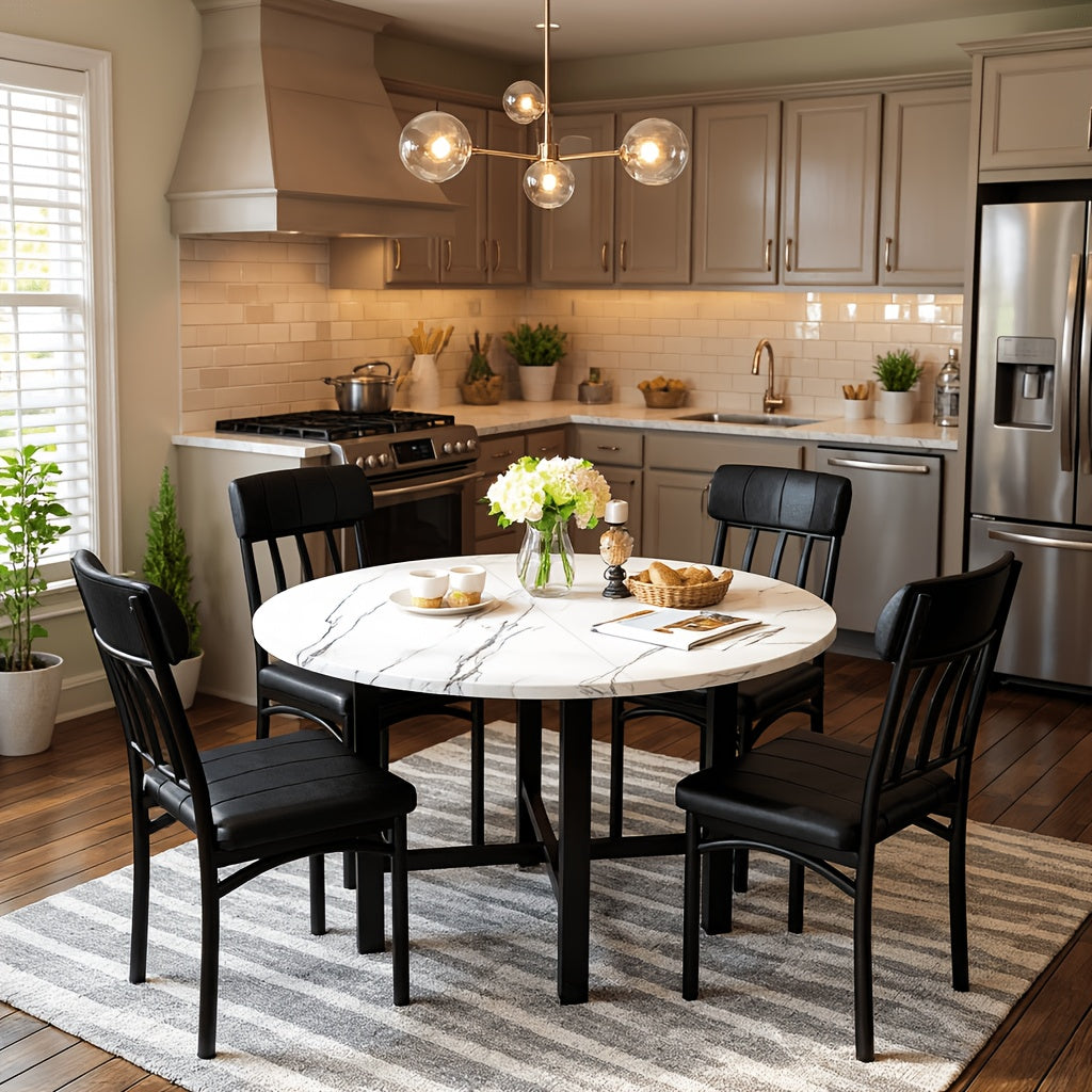 5pcs kitchen table chairs set dining table set 4 rounded