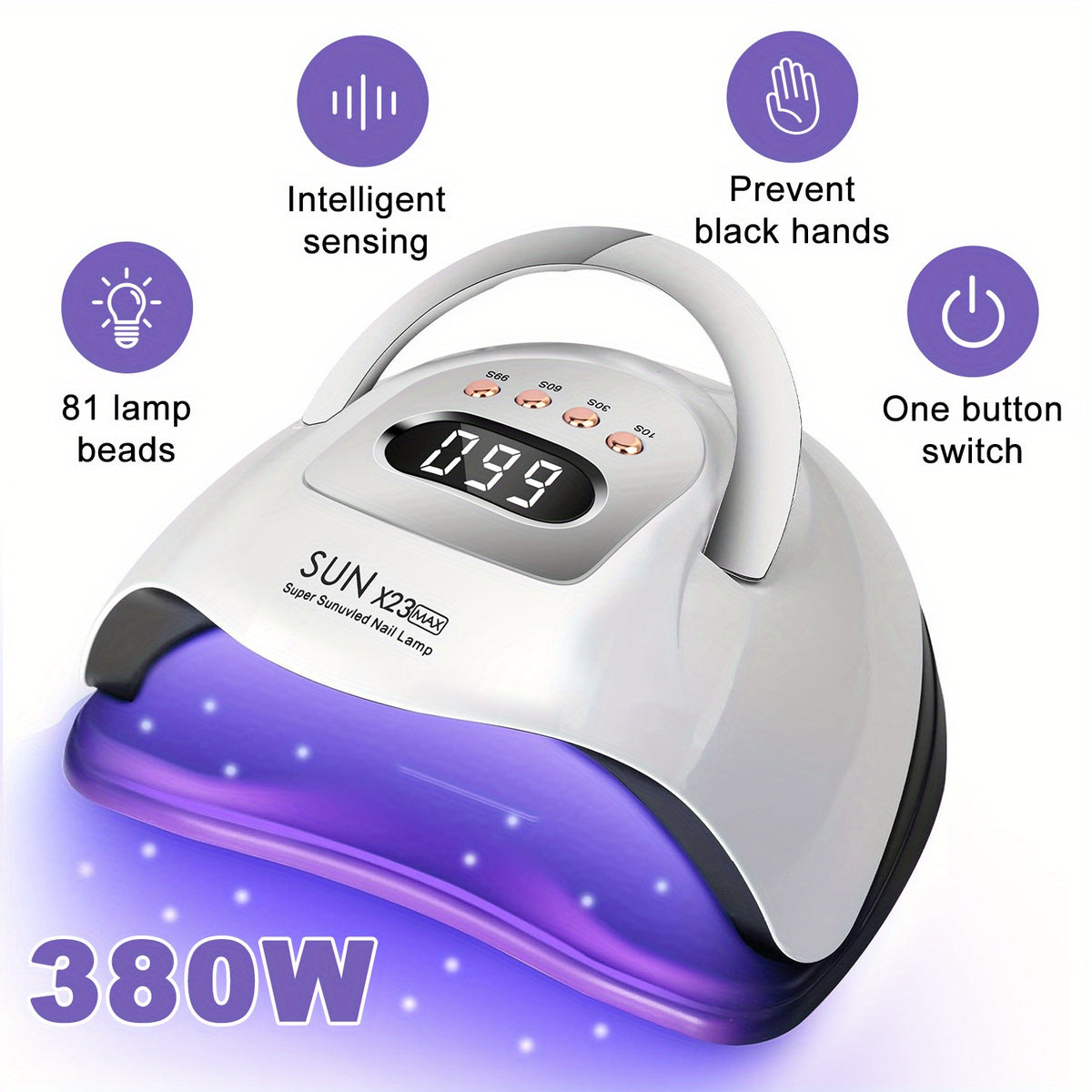 380w led nail lamp 4 timer setting portable