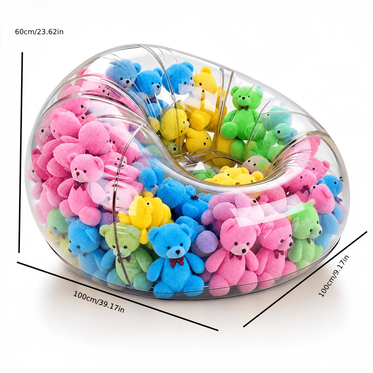 1pc large capacity transparent doll storage bag zipper