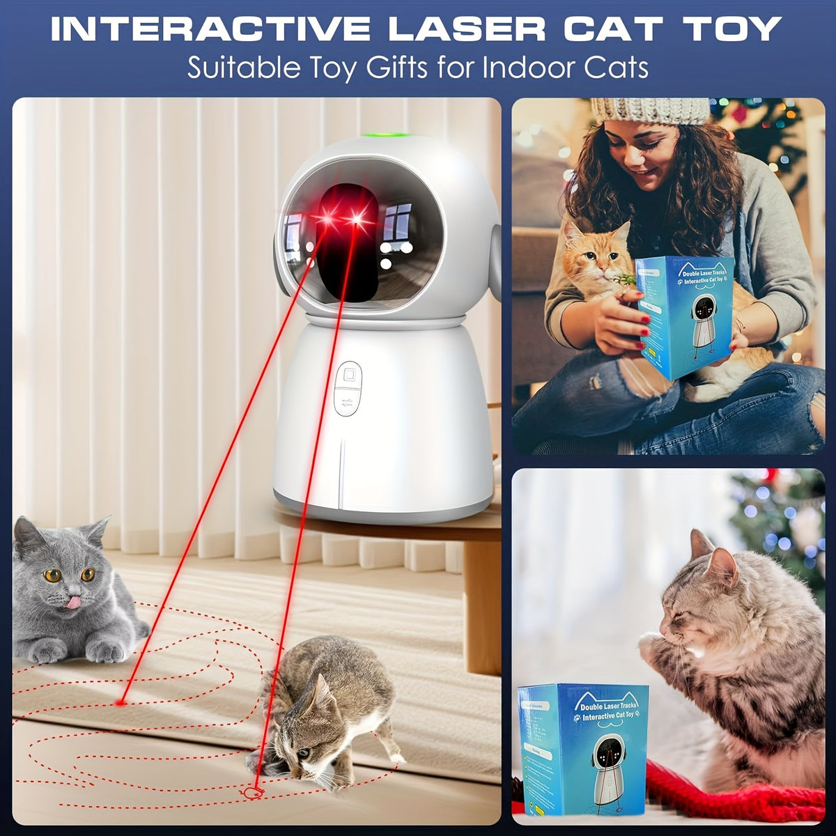 indoor cat laser toy rechargeable interactive cat toy dual