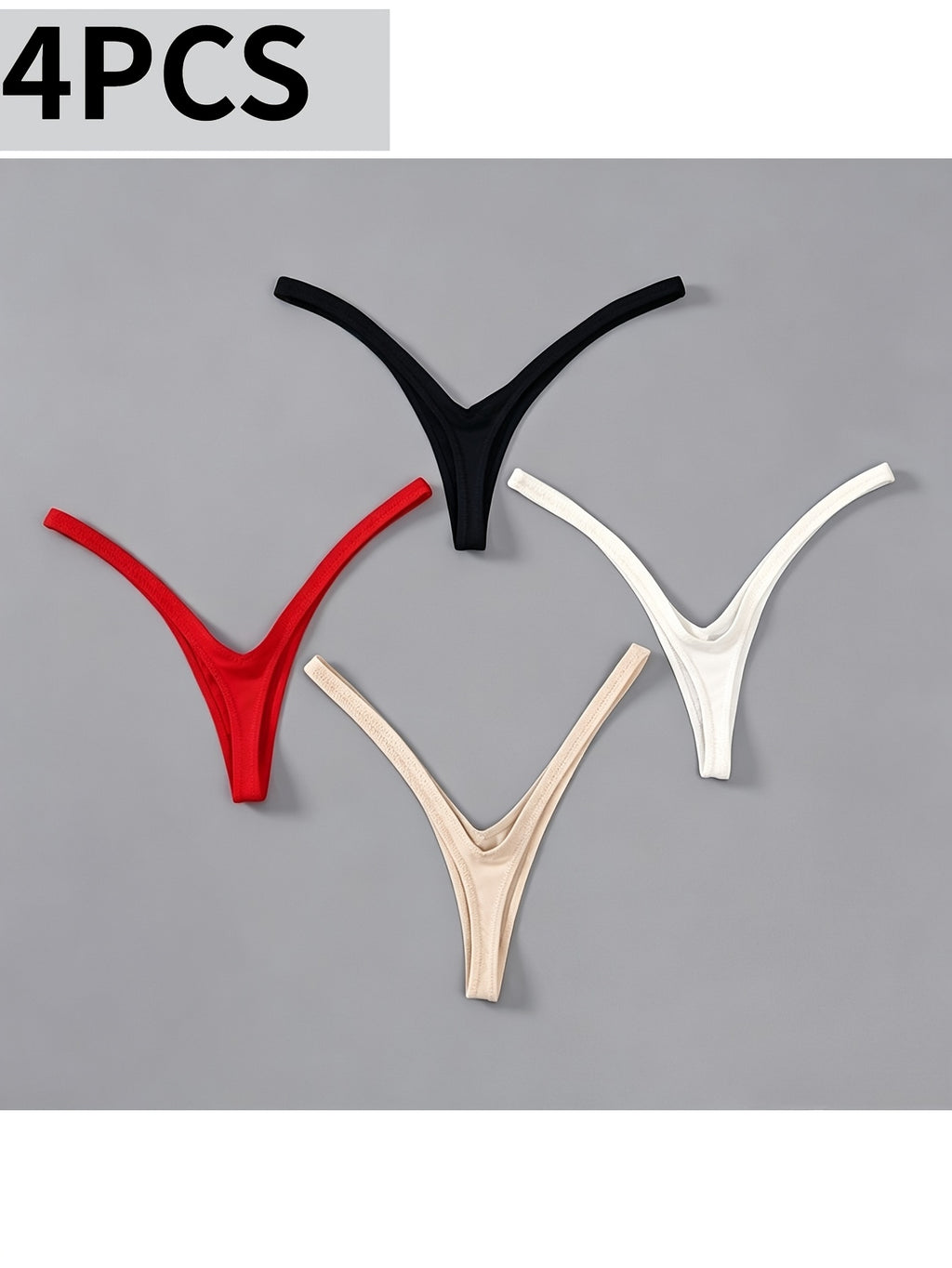4pcs womens deep v   breathable one string   low