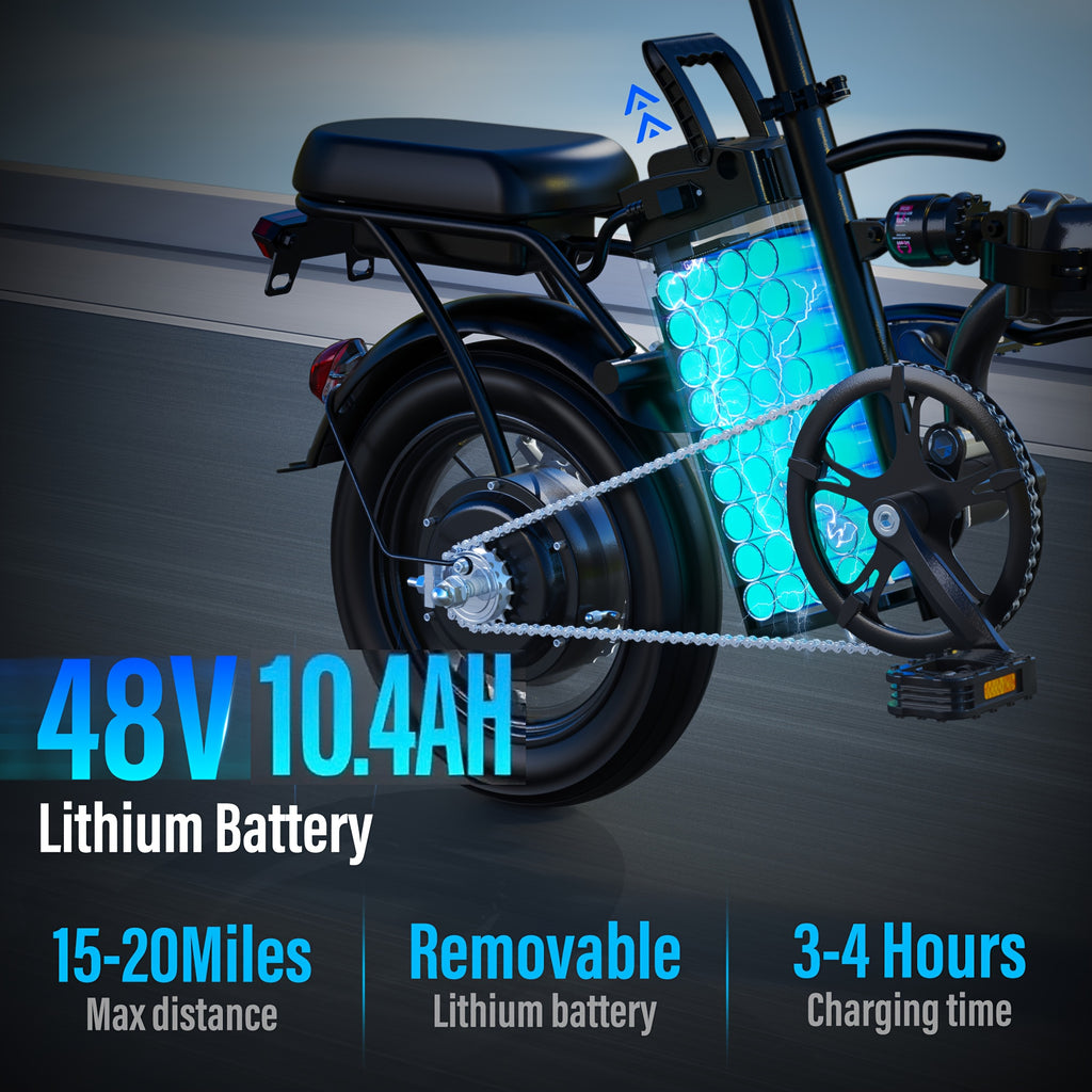 electric bike 48v battery brushless motor 15 20mph folding