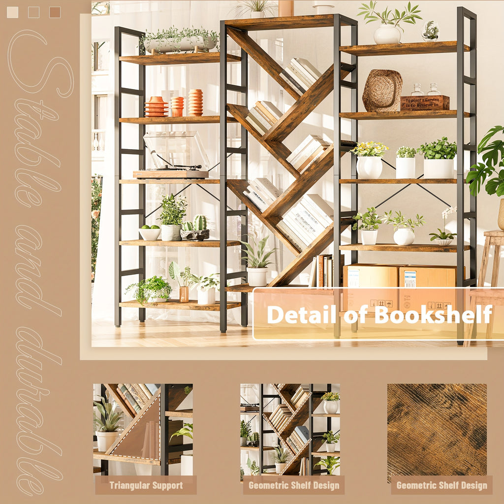 a   wooden bookcase measuring 70 9 x 70 featuring 5