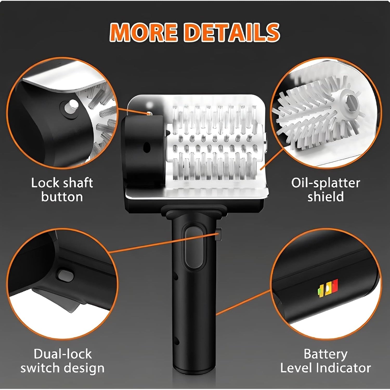 cordless electric grill brush 800 rpm rotating grill cleaner