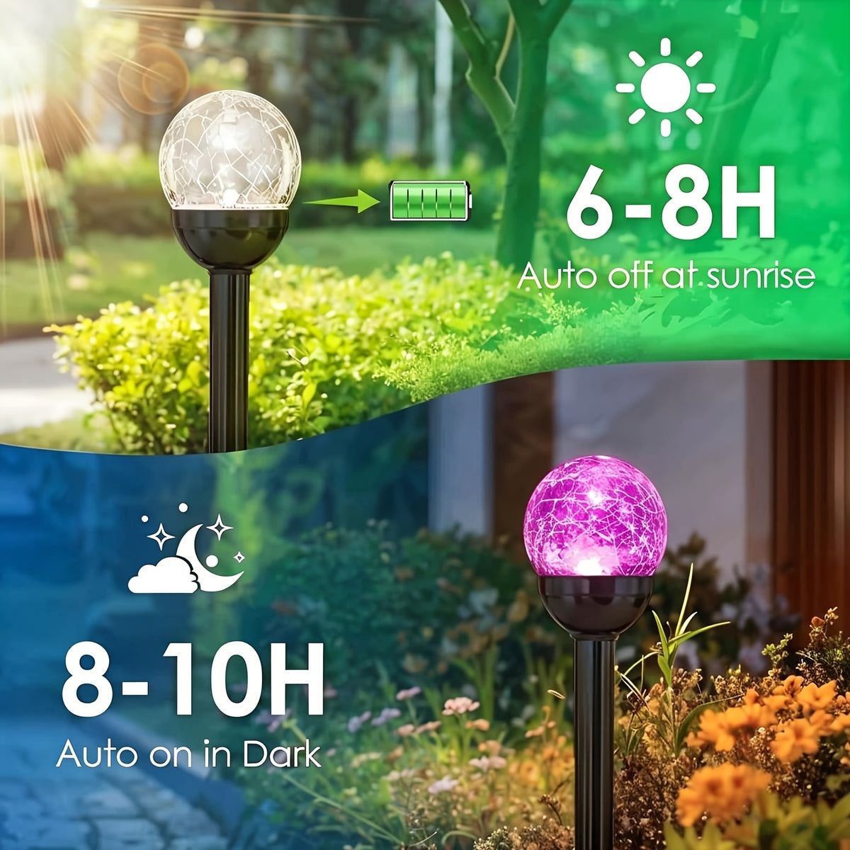 a set 10 solar powered outdoor garden lights change colors