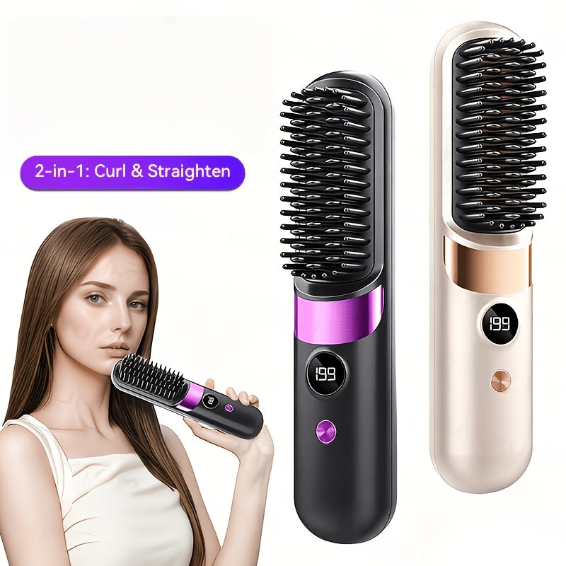 portable wireless bang comb usb rechargeable 3 temperature