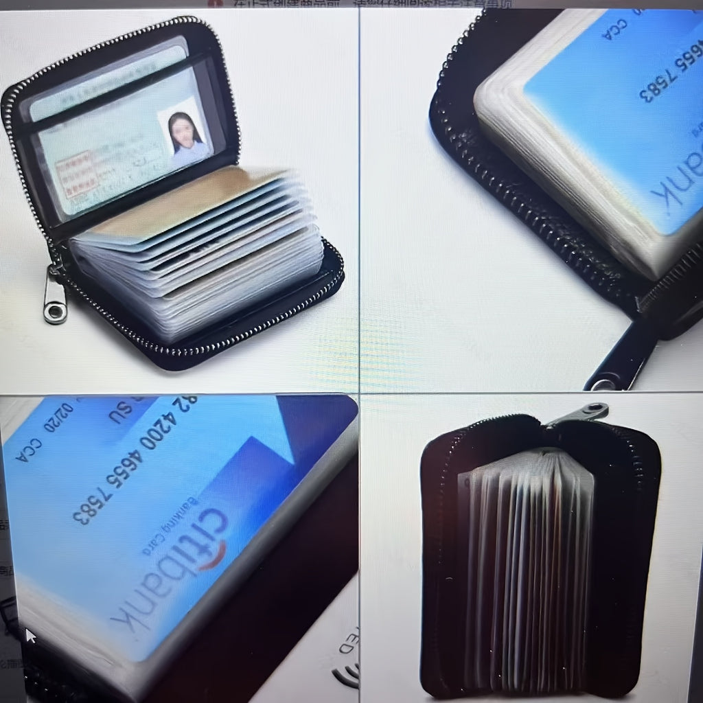 mens ultra thin rfid anti theft zipper wallet multi