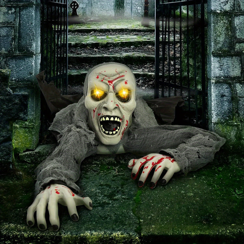 outdoor halloween decoration featuring   zombie