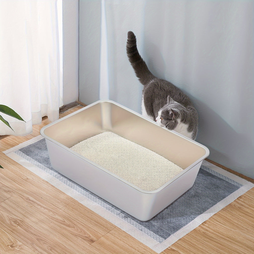 2pcs stainless steel cat litter box 6 deep stainless steel