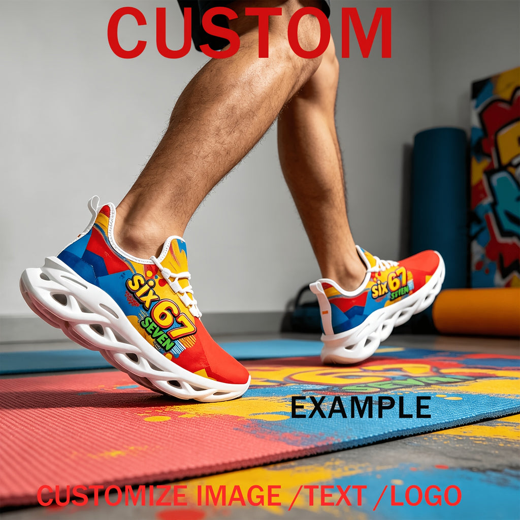 mens white plus size custom logo text image sneakers