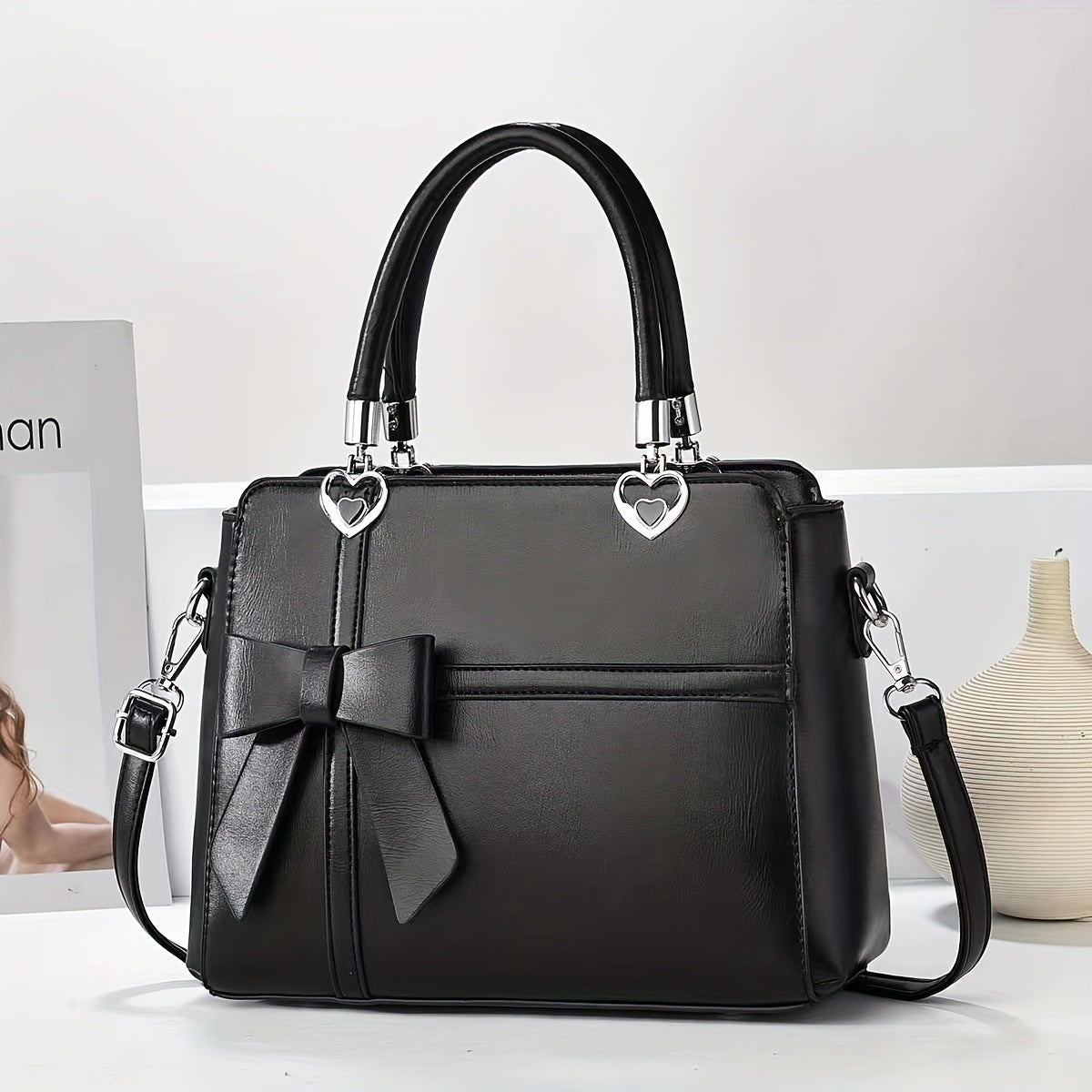 solid color bowknot handbag bags luggage temu
