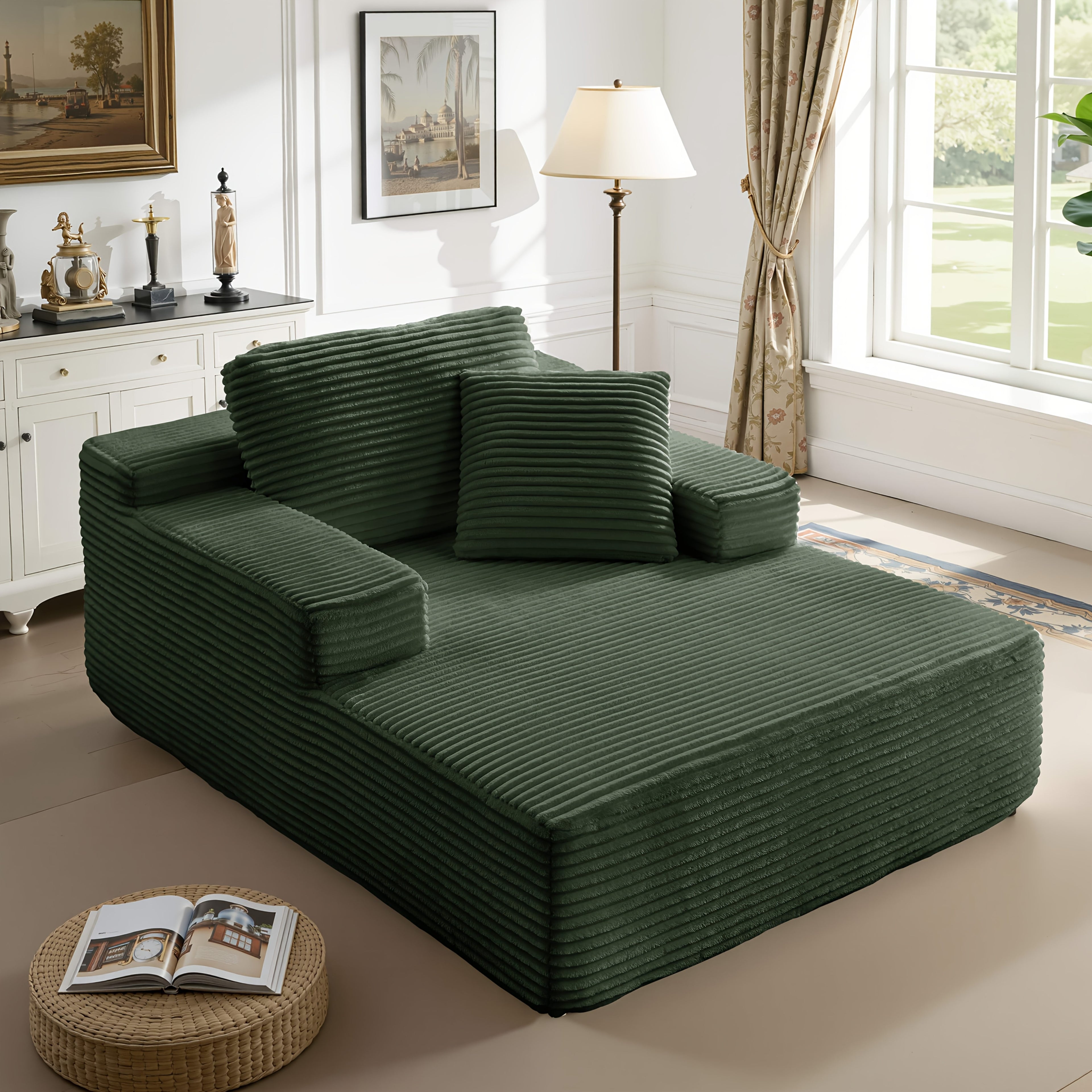 51 inch oversized boneless lounge chaise recliner corduroy