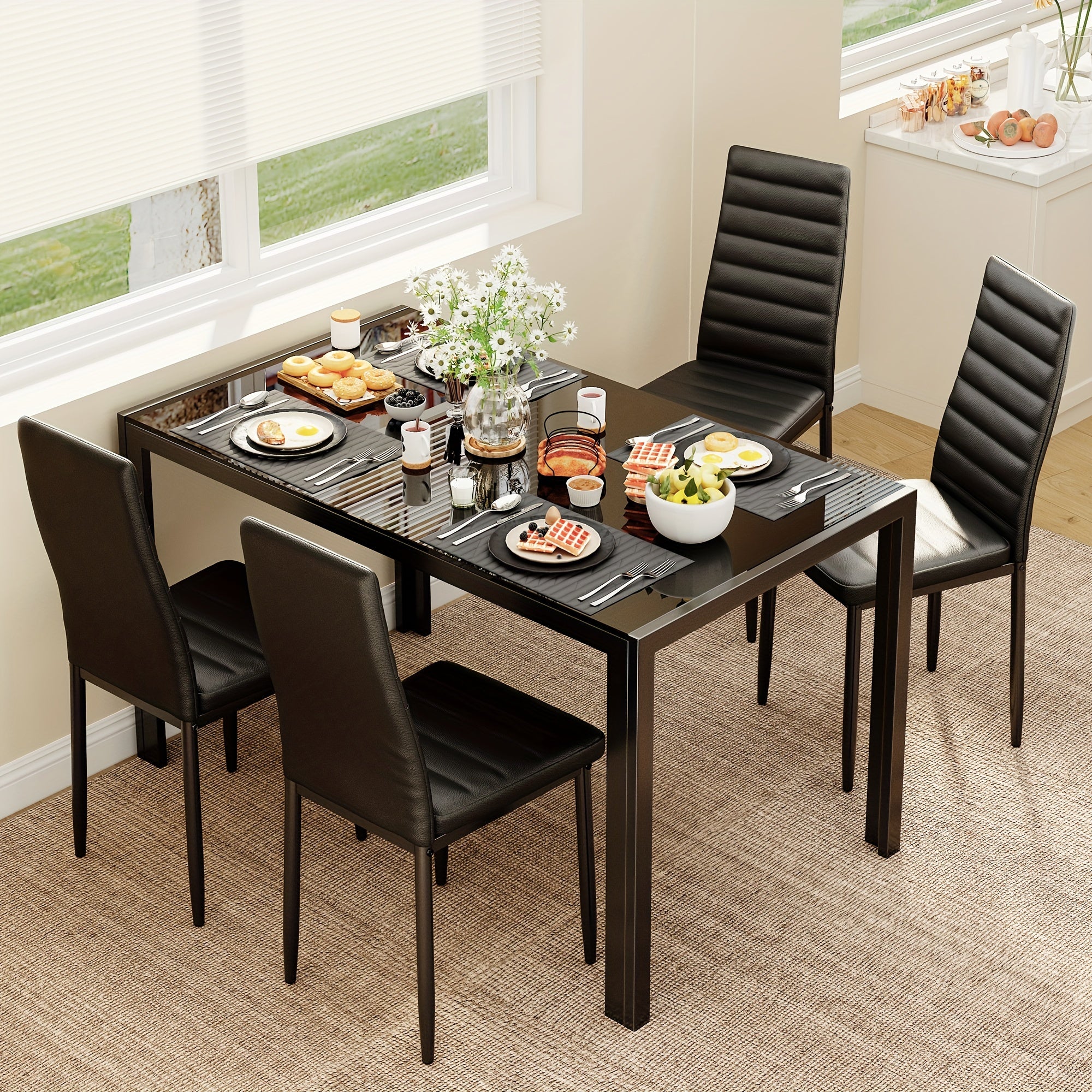 5 piece glass top dining set 5pcs glass dining table