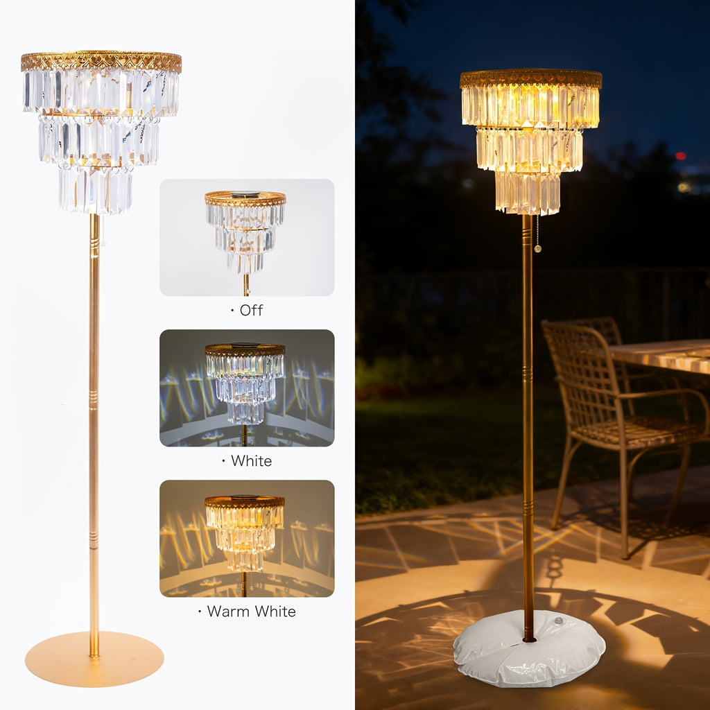 solar outdoor floor lamp 4ft crystal   waterproof