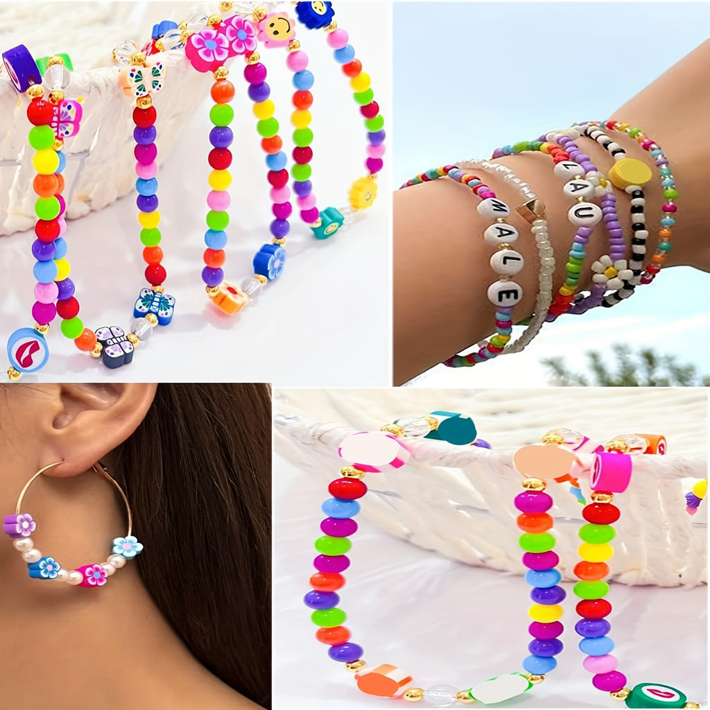 bracelet making kit fruit flower polymer clay beads mixed