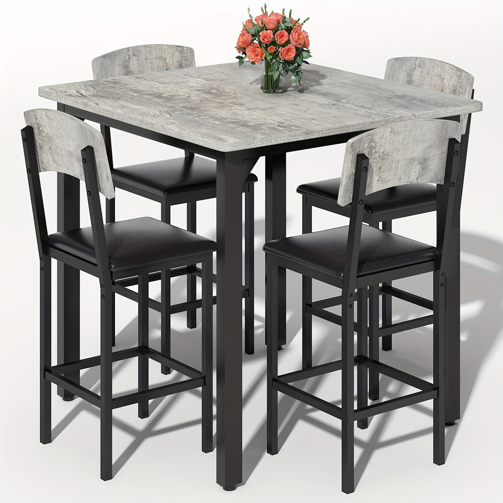 5pcs dining table chair set 1 counter height table 4